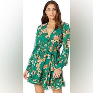 Bardot Green and Orange Flower Dress Size S